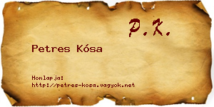 Petres Kósa névjegykártya